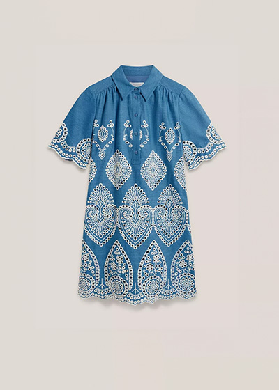 Daria Contrast Broderie Dress