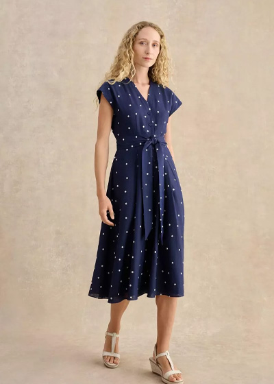 Samantha Linen Polka Dot Dress