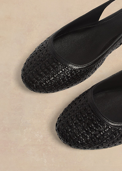 Georgia Woven Leather Flat Slingbacks