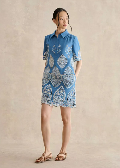 Daria Contrast Broderie Dress