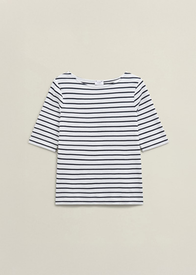 Ivory Katie Cotton Stripe Button Back Top