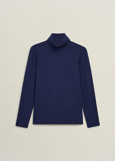 Navy Mischa Roll Neck Long Sleeve Top