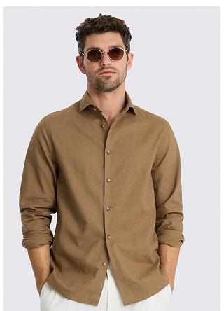 Dark Taupe Cotton Linen Shirt