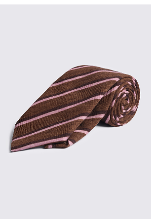 Bottinelli Brown & Pink Wool Stripe Tie