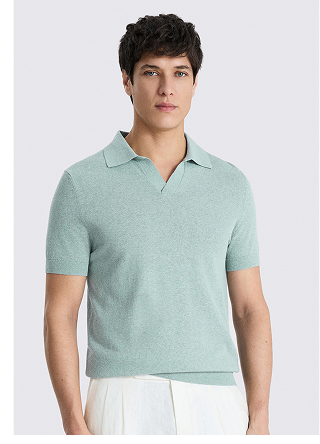 Aqua Linen-blend Skipper Polo Shirt