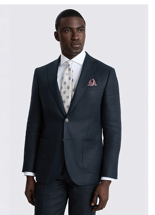 Slim Fit Navy Twill Linen Suit