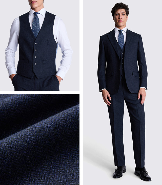 Ink herringbone tweed suit