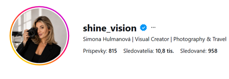Instagramový profil @shine_vision