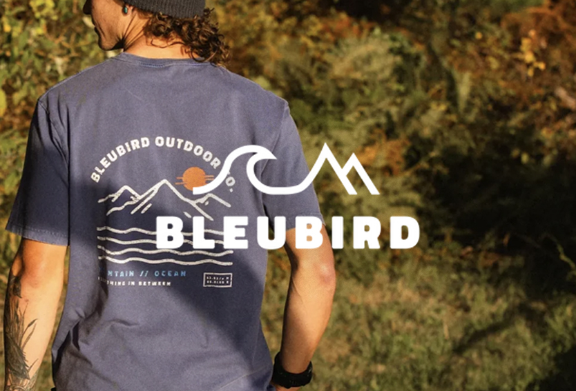 man facing away from camera showing Bleubird T shirt Design 