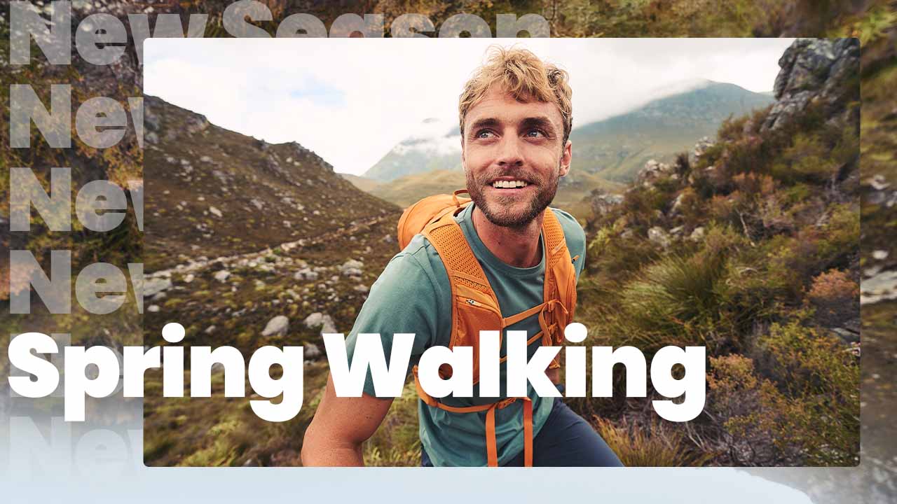 Man wearing a rucksack on a hike