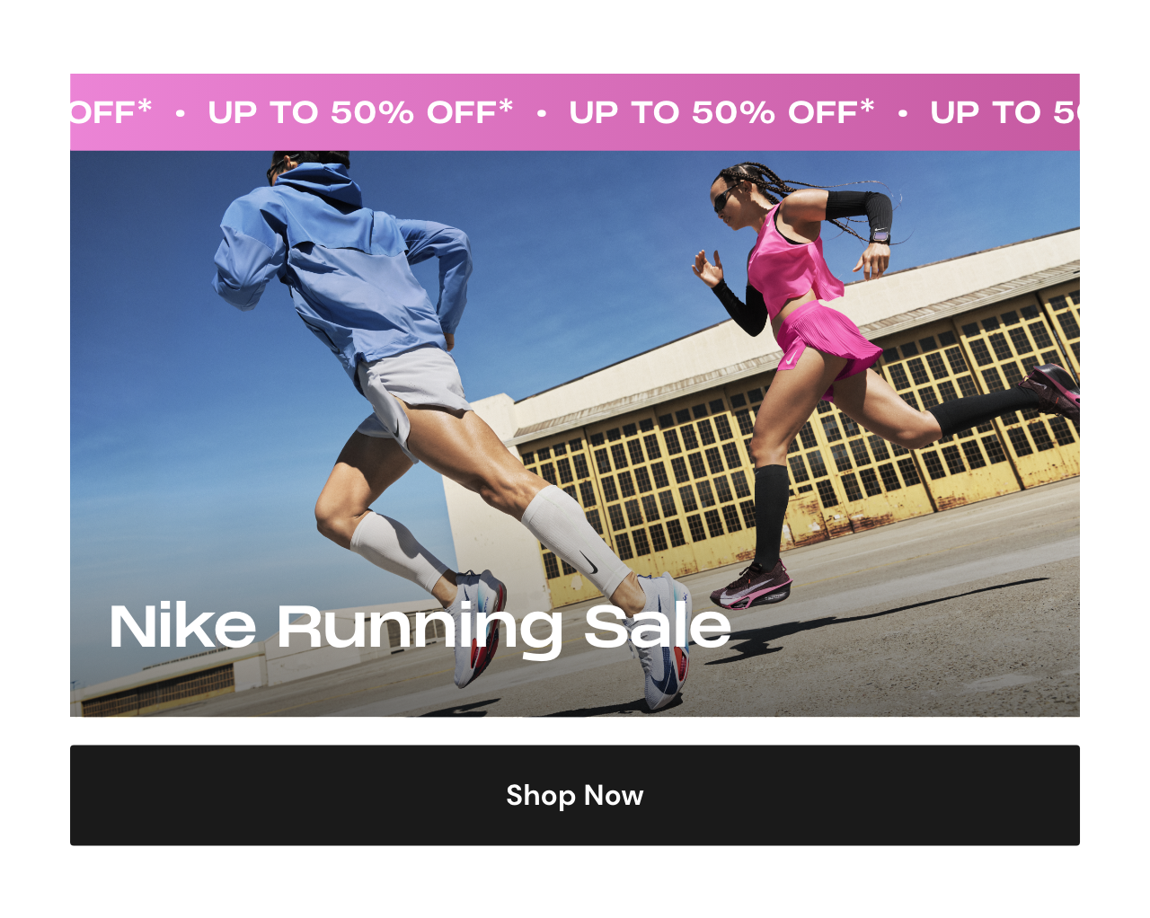 up to 50% off Nike running sale