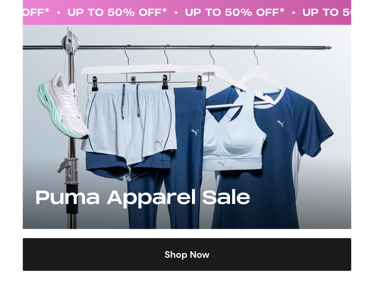 up to 50% off Puma Apparel running sale