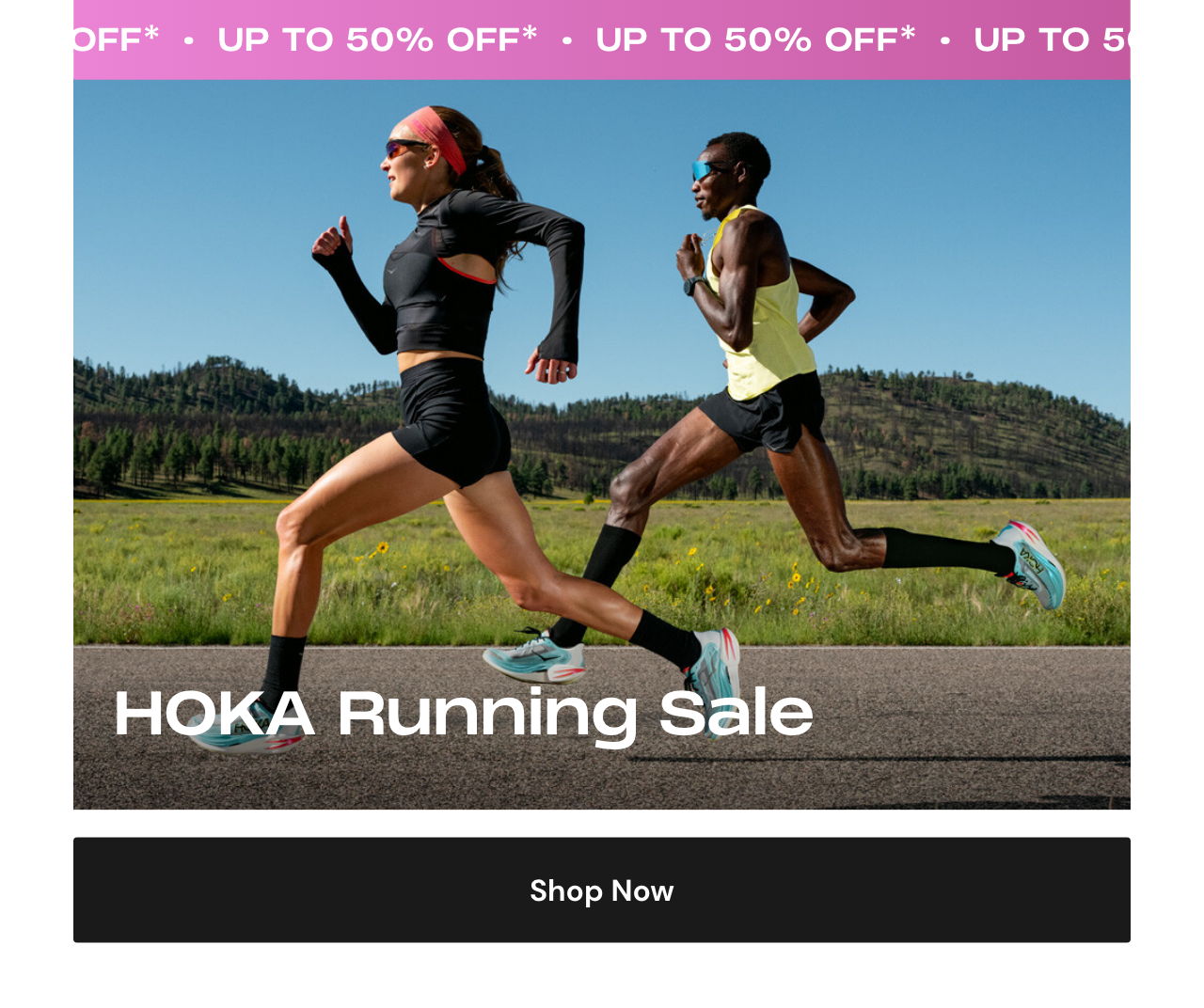 up to 50% off Hoka running sale