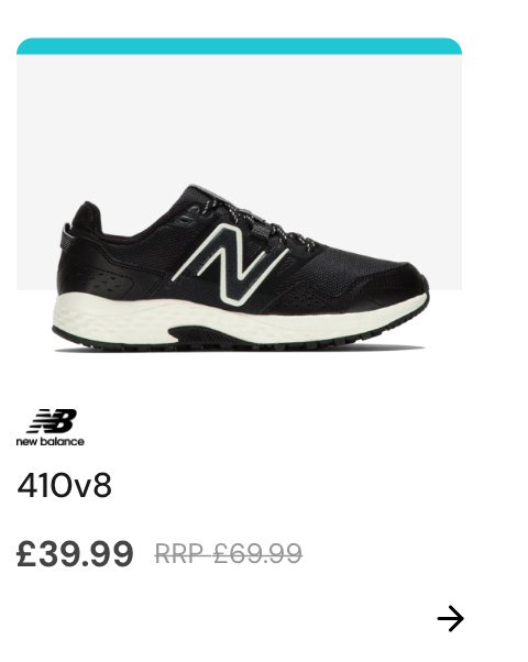 Logo: New Balance Copy: 410v8  Price: £69.99 £39.99