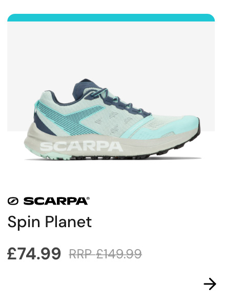 Logo: Scarpa Copy: Spin Planet Price: £149.99 £74.99