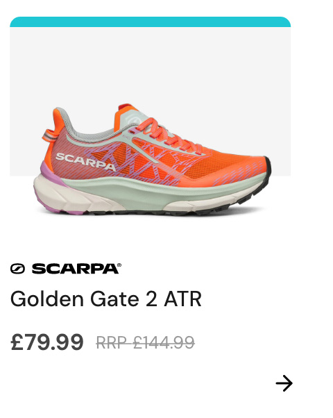 Logo: Scarpa  Copy: Golden Gate 2 ATR Price: £144.99 £79.99
