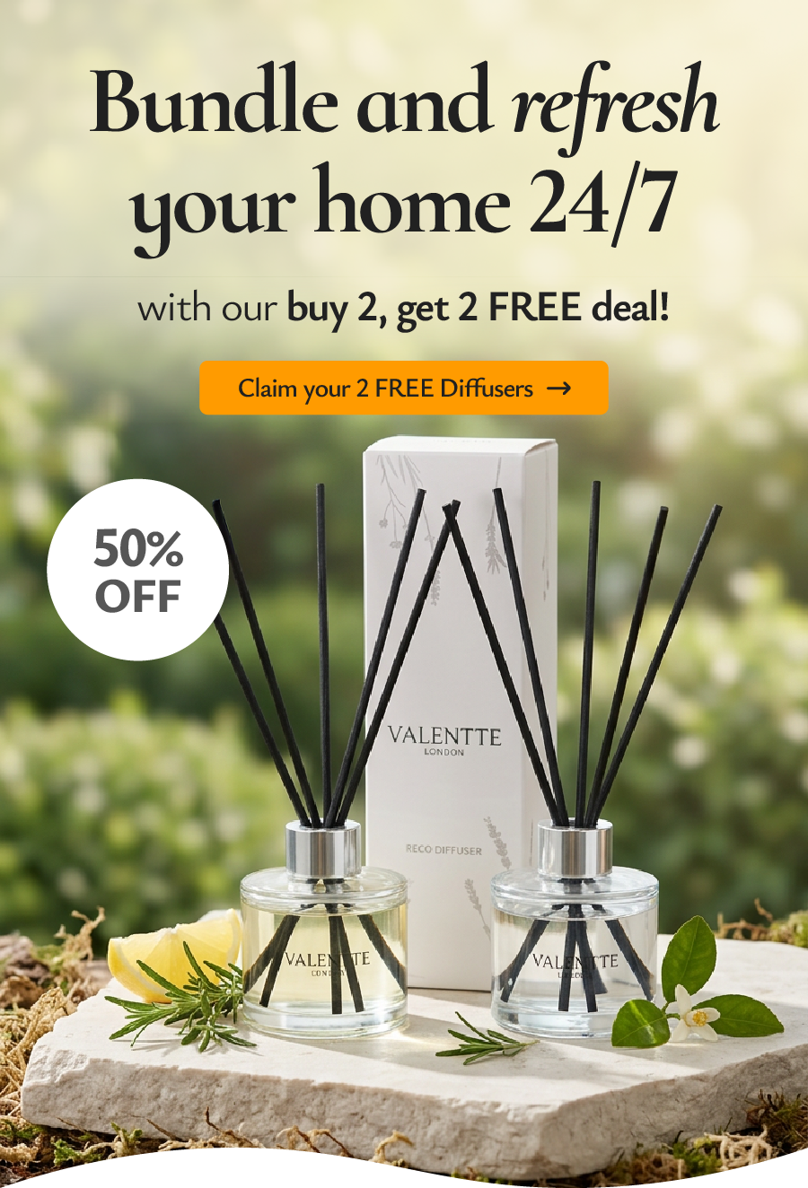 Choose any 2 reed diffusers and get 2 for FREE