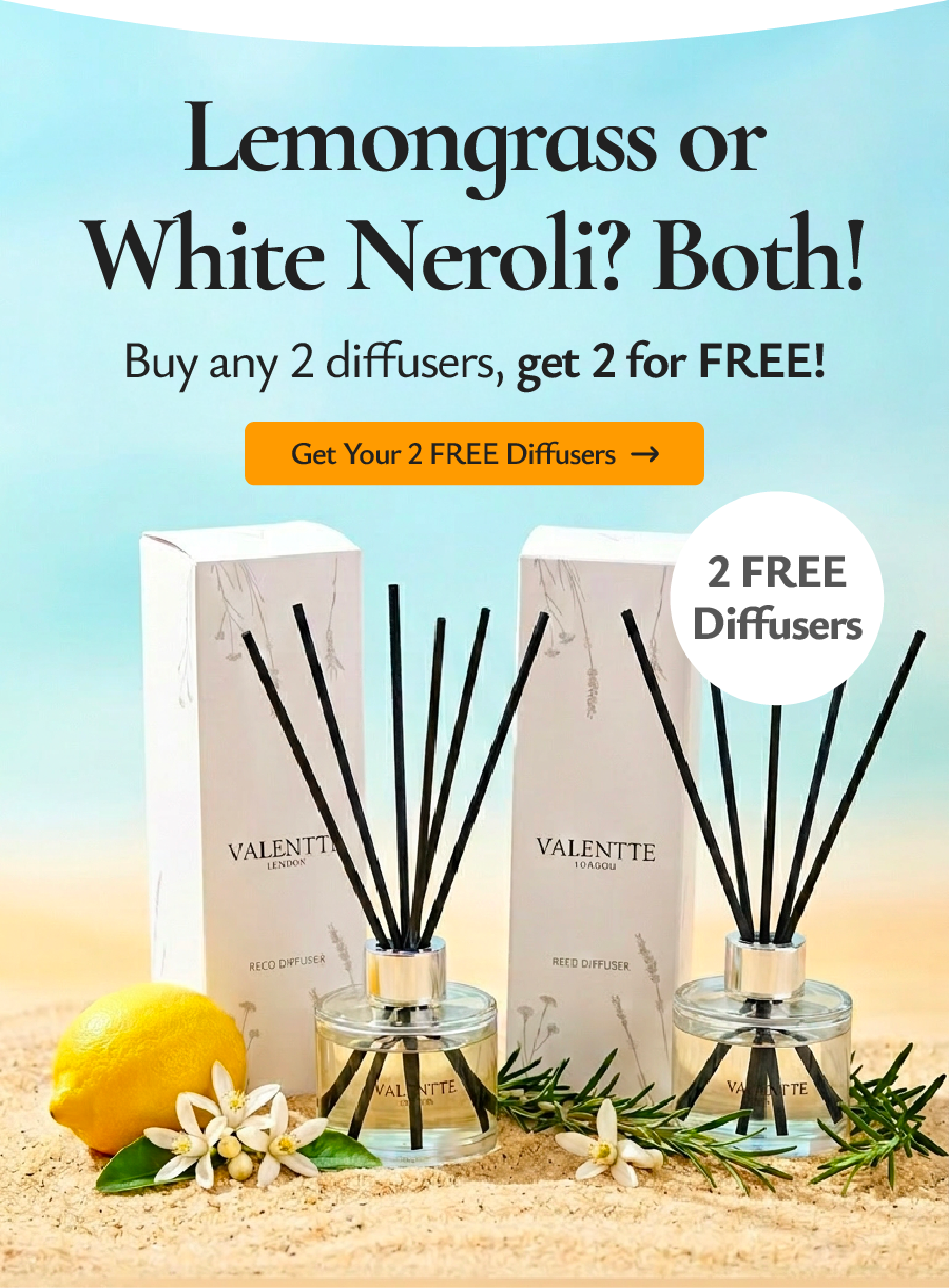 Lemongrass or White Neroli? Both! Buy any 2 diffusers, get 2 for FREE!