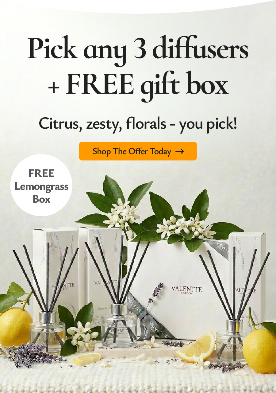 Pick any 3 diffusers and get a FREE Lemongrass gift box