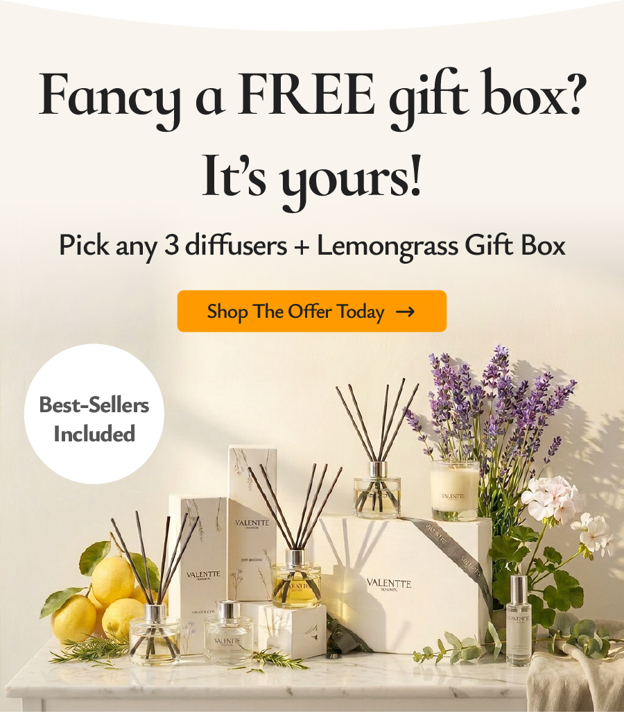 Fancy a FREE gift box? It’s yours! Pick any 3 diffusers + Lemongrass gift box