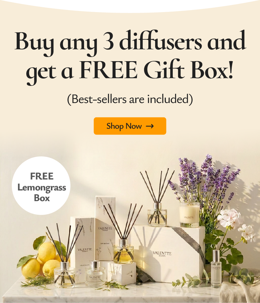 Buy any 3 diffusers and get a FREE Lemongrass gift box.