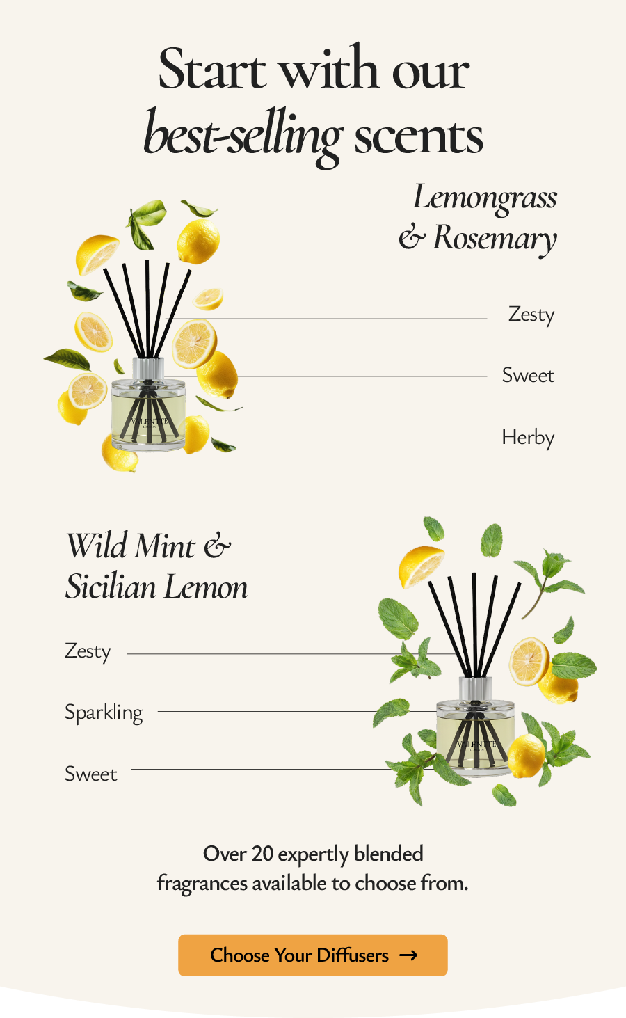 Explore our best-selling citrus scents and start building your perfect bundle to claim 2 FREE diffusers!