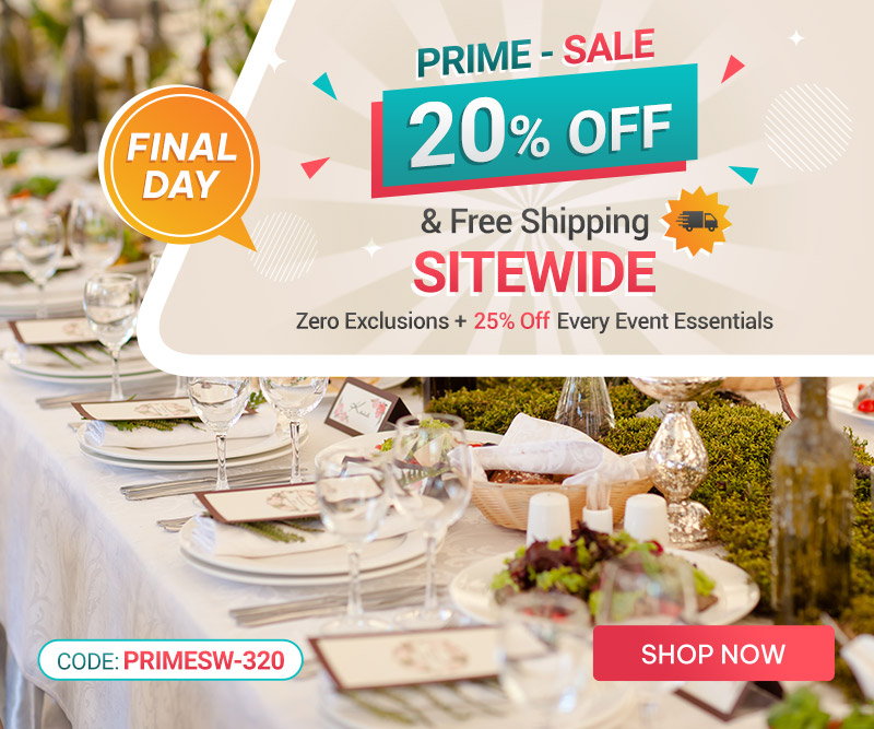 20% Off & Free Shipping + 25% Off All Event Essentials! with PRIMESW-320