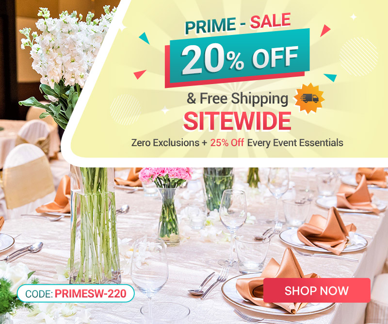 20% Off & Free Shipping + 25% Off All Event Essentials! with PRIMESW-220