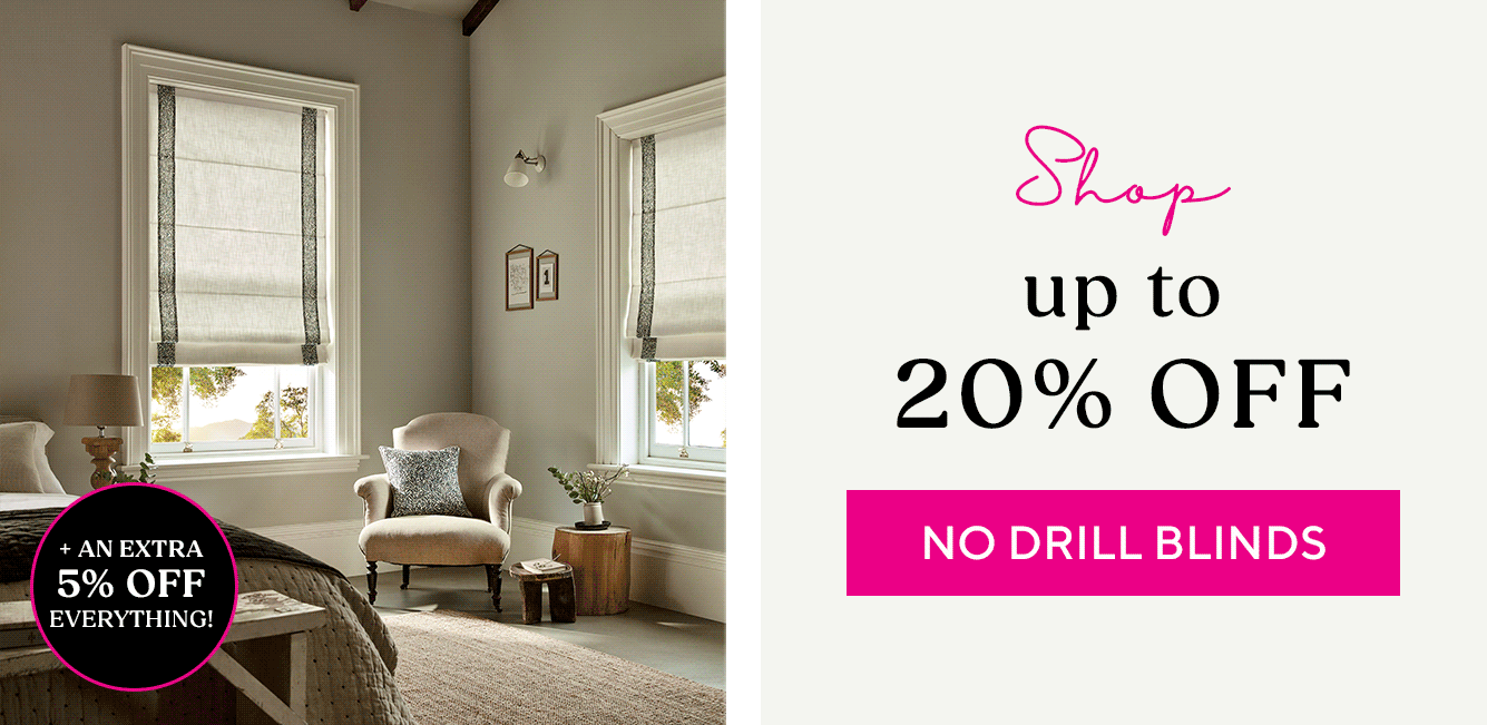 Shop Up To 20% Off No Drill Blinds + An Extra 5% Off!