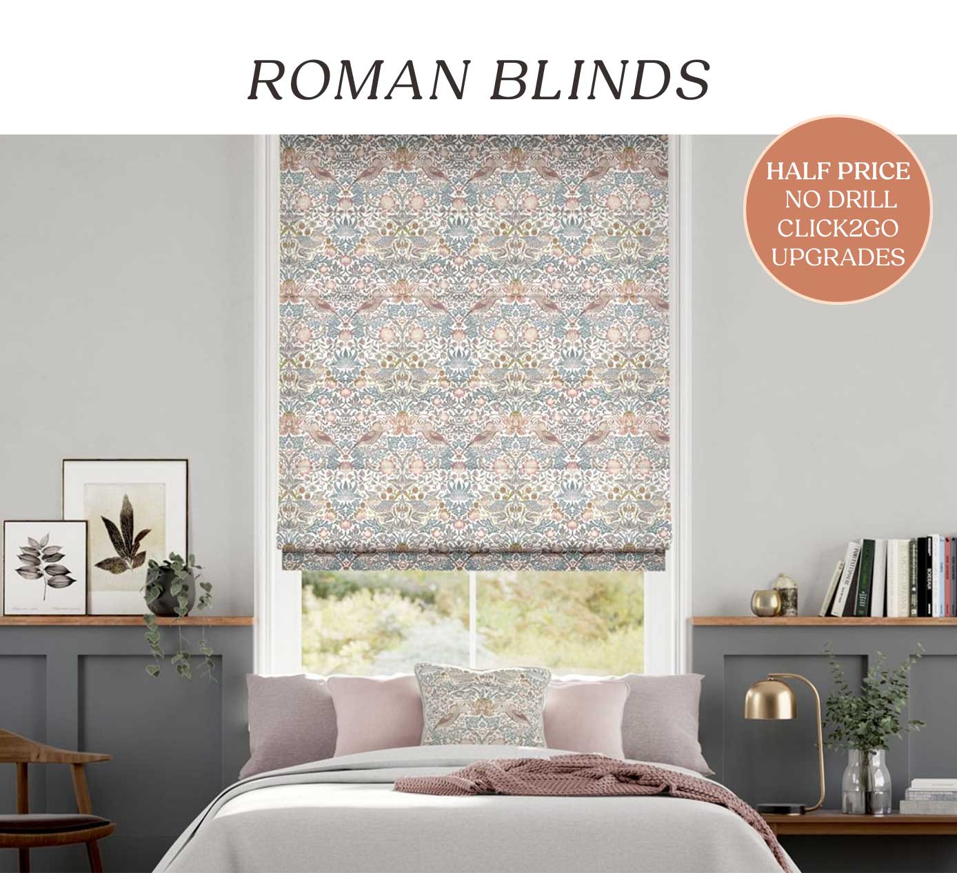 Roman Blinds - Half Price No Drill Click2Go Upgrades