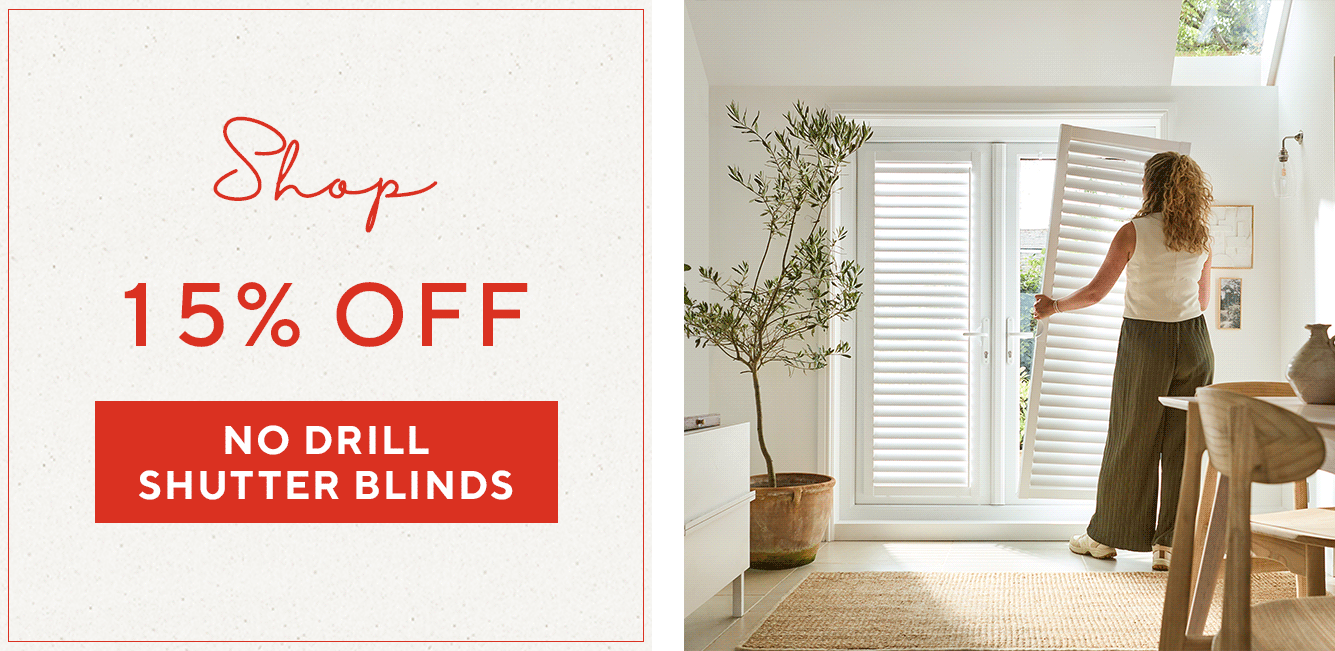 15% OFF NO DRILL SHUTTER BLINDS