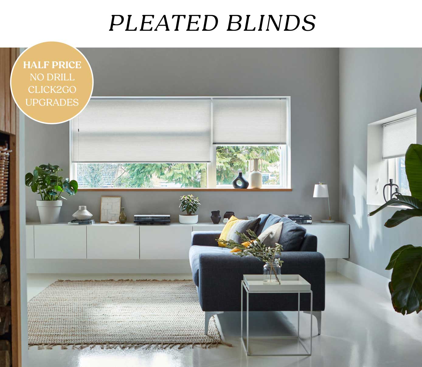 Half Price No Drill Click2Go Upgrades On Pleated Blinds