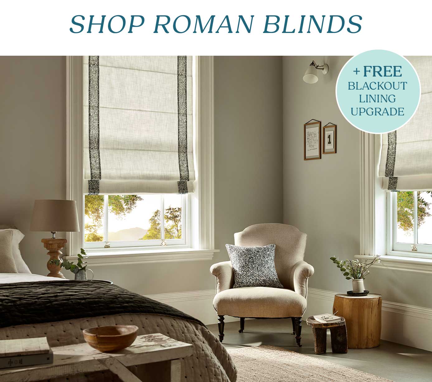 10% Off Roman Blinds + FREE Blackout Lining!