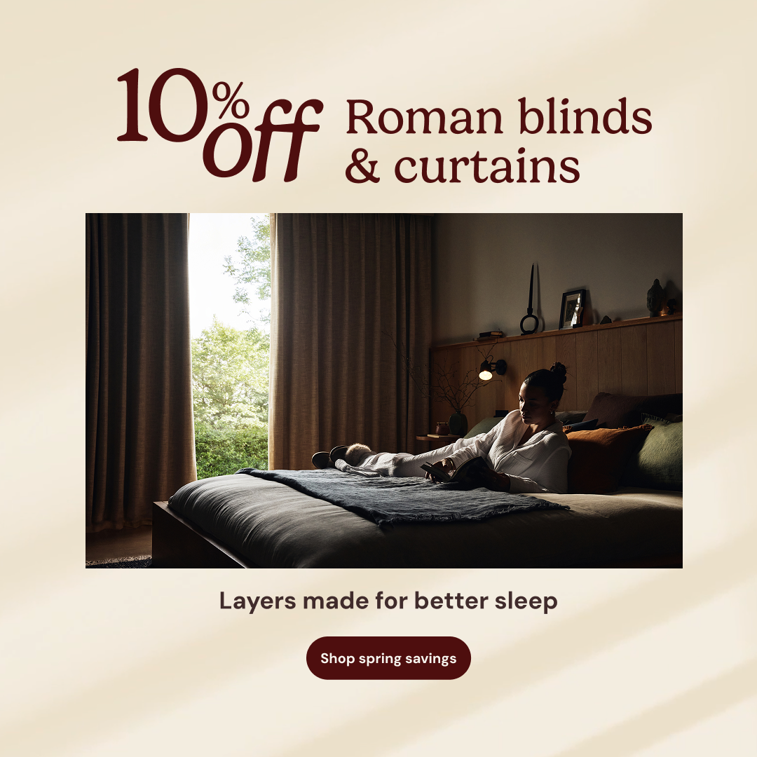 10% off roman blinds & curtains
