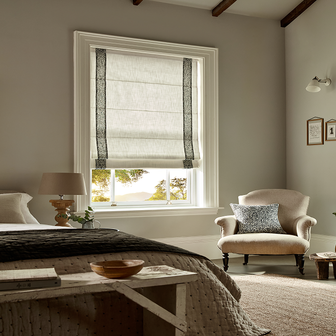 William Morris Willow Onyx & Bijou Linen Alabaster Roman Blind