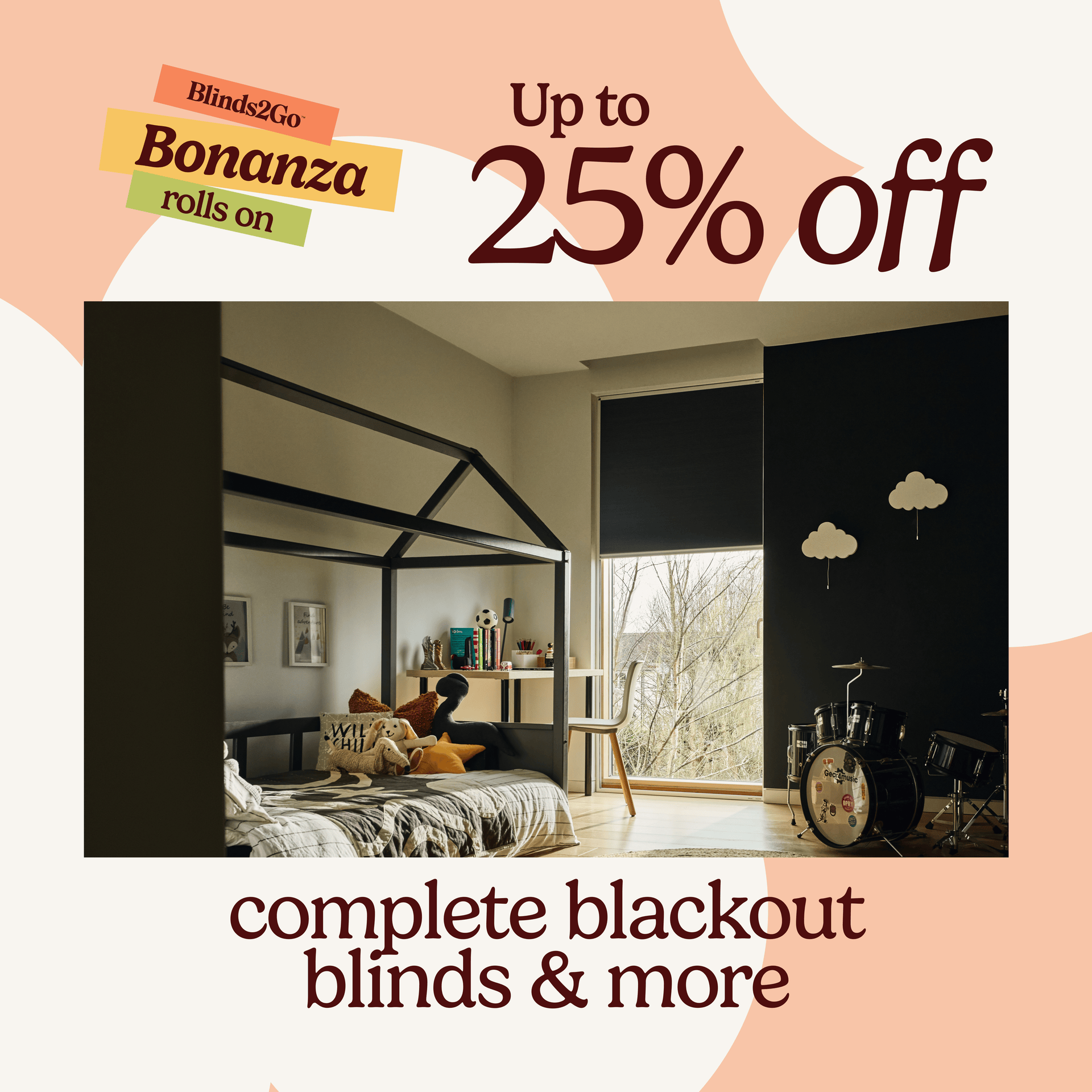 Up to 25% off complete blackout blinds