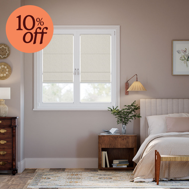 Stick On Bijou Linen Oatmeal Roman Blind