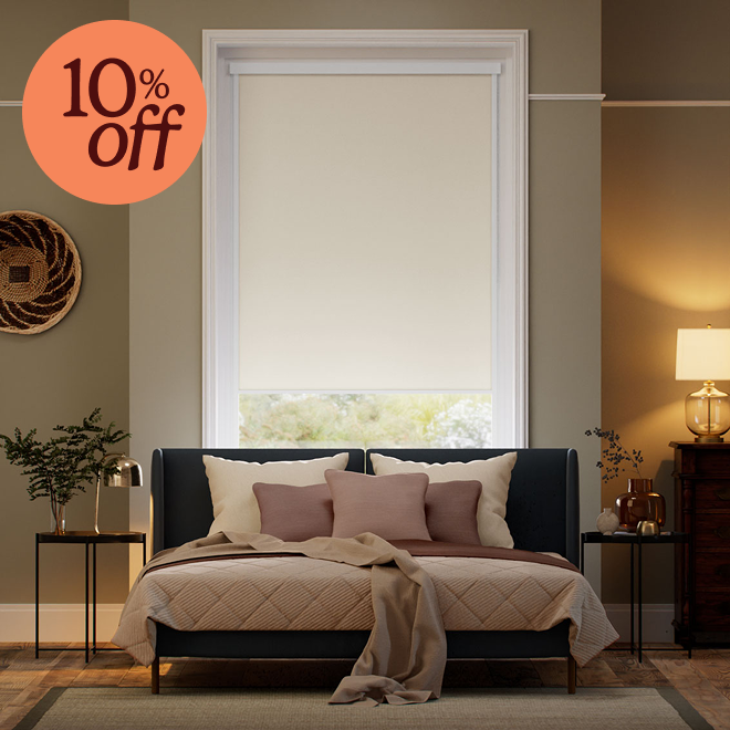Stick On Sevilla Blackout Cottage Cream Roller Blind