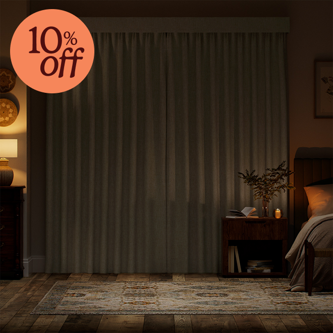Complete blackout bijou linen oatmeal curtain