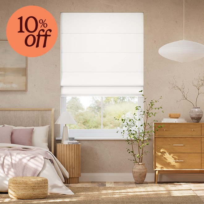 Inara pure linen crisp white roman blind