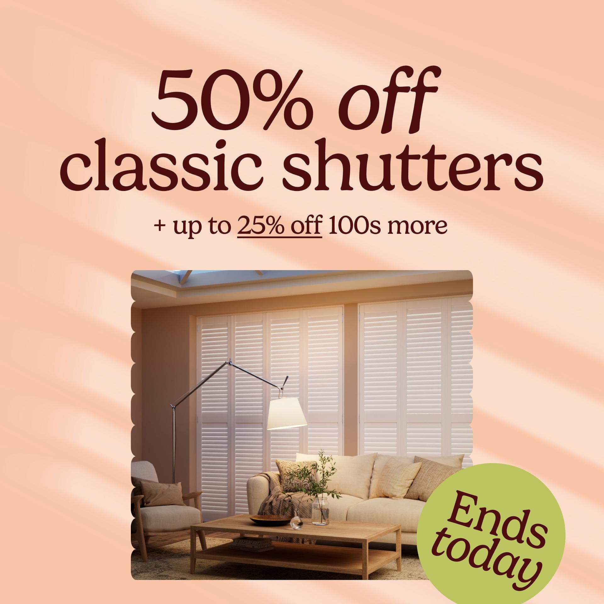 Up to 25% off 100s of blinds & curtains