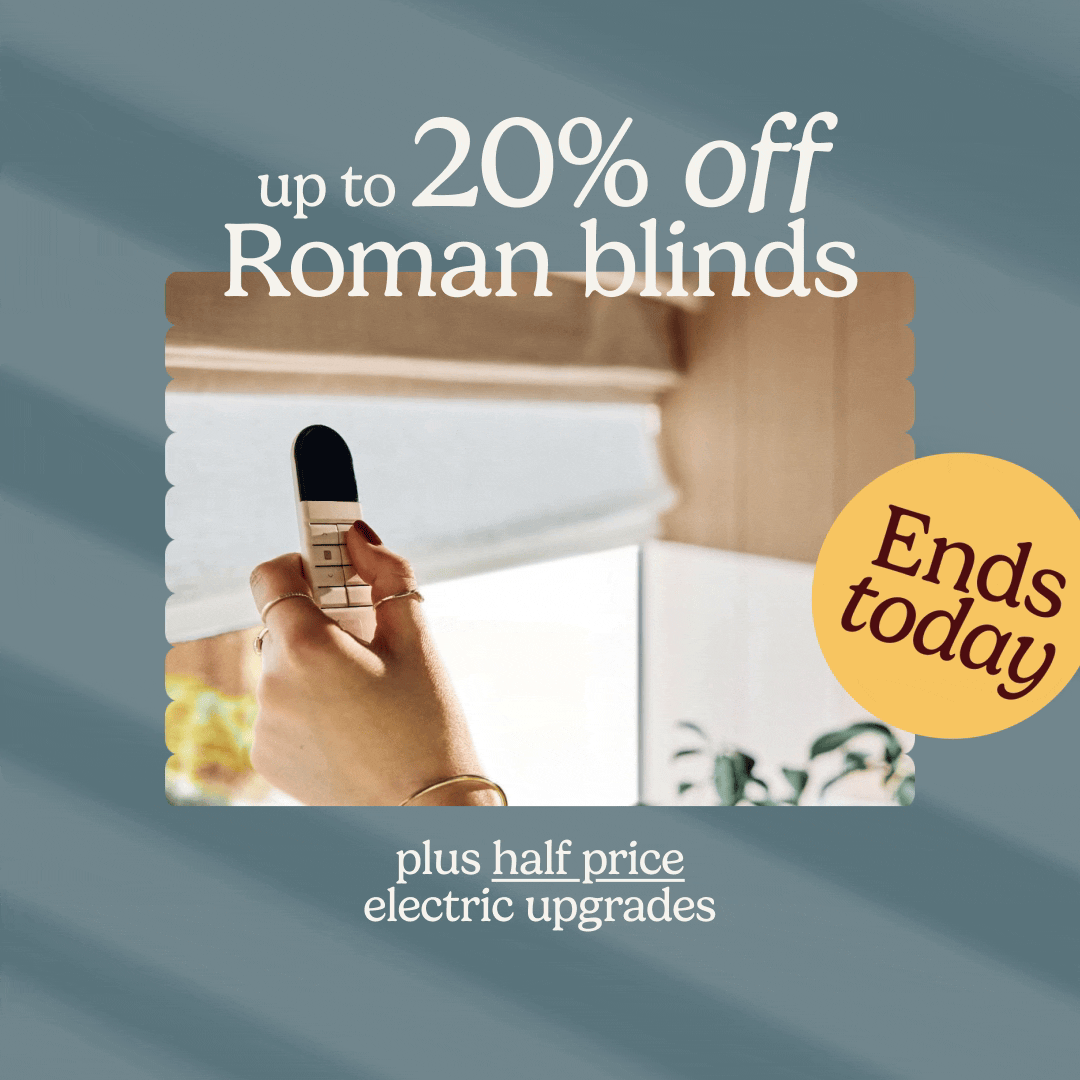 Up to 20% off Roman blinds + half price electric upgrades