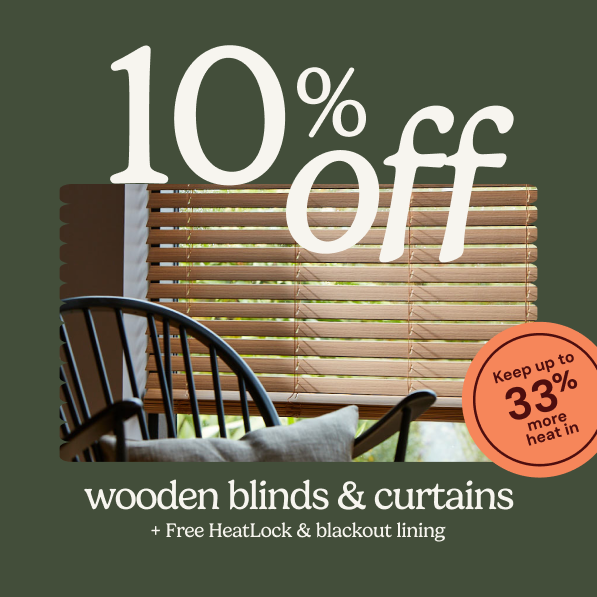 10% off wooden blinds & curtains