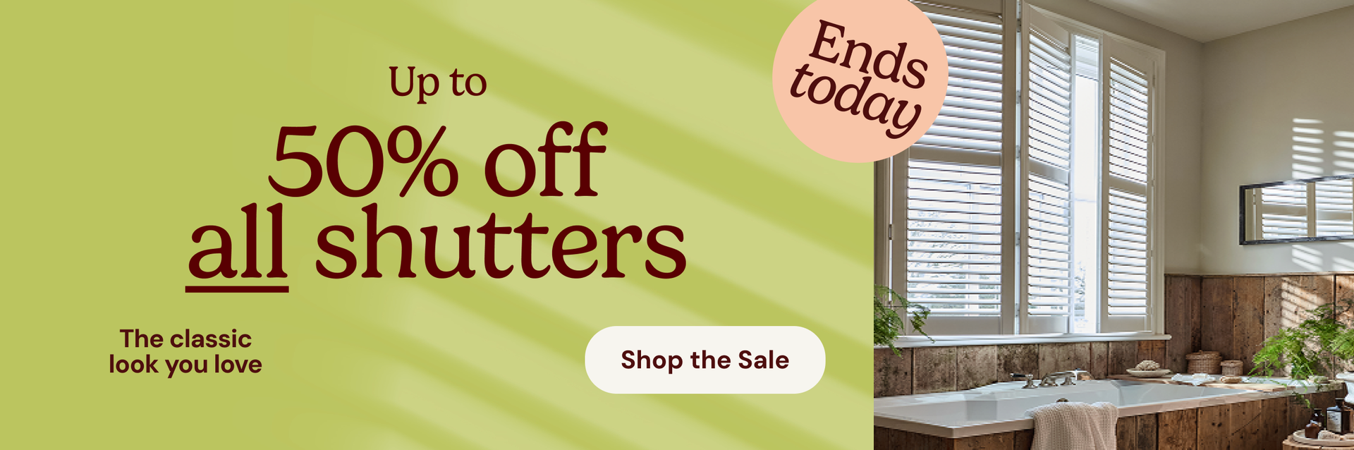 Up to 50% off shutters