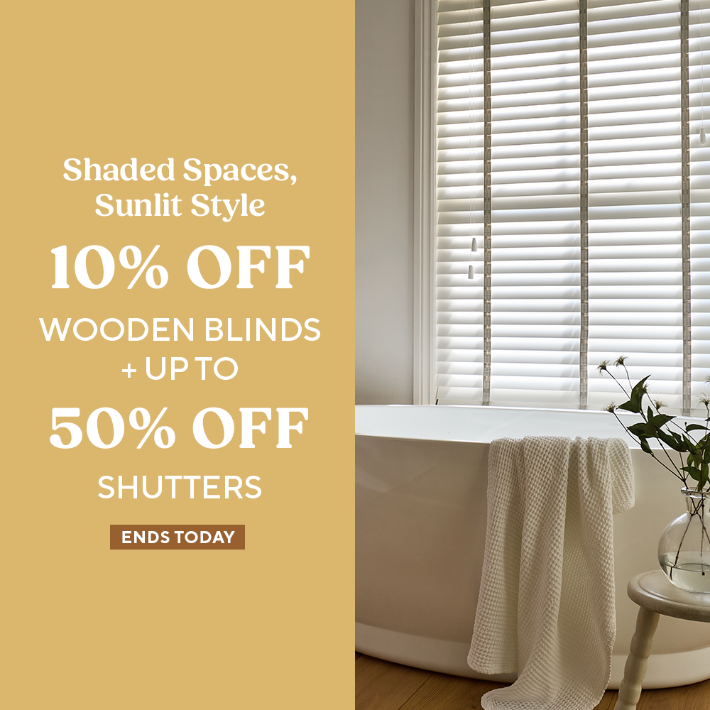 10% Off Wooden Blinds + Up To 50% Off Shutters Ends Today