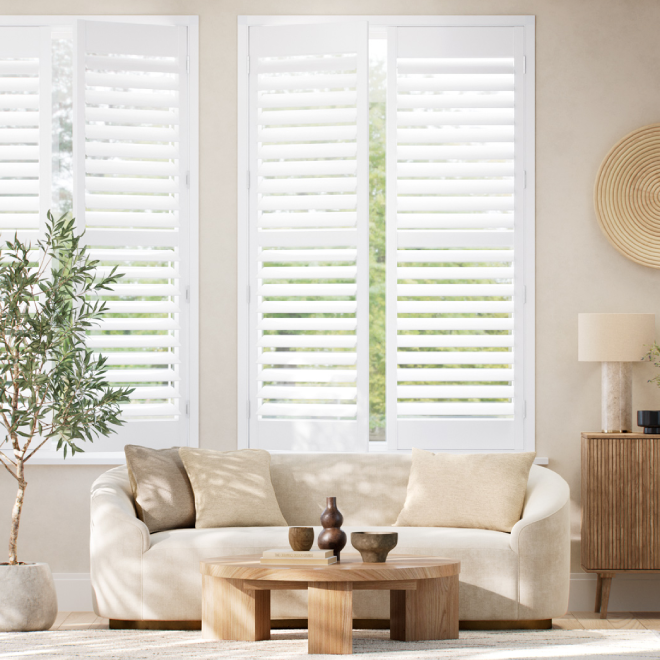 Smooth White No Drill Shutter Blind