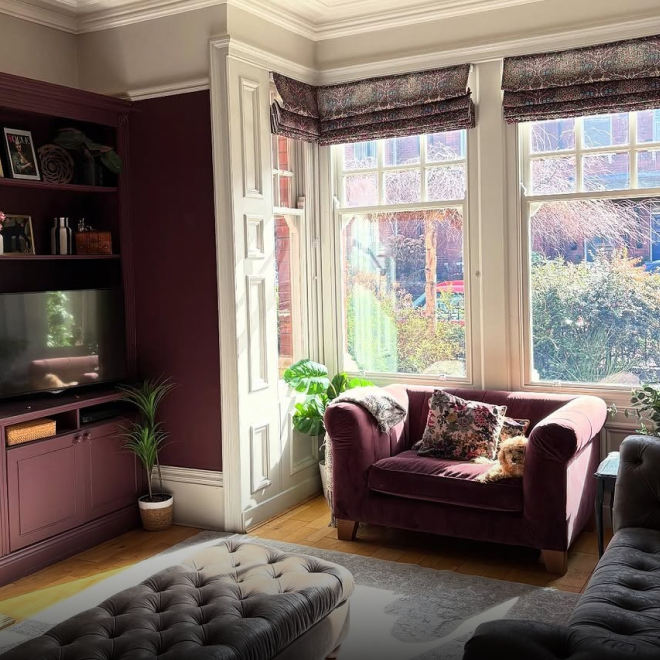 William Morris Blackthorn Damson Roman Blind