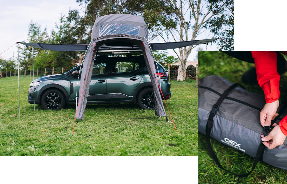 Collage of OEX Vertex Hub being unpacked and fully assembled 