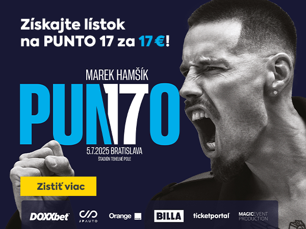 Propagačný banner k rozlúčkovému zápasu Mareka Hamšíka „PUNTO 17“ – aktivujte si zľavový kód v aplikácii BILLA Bonus za 350 bodov a získajte lístok na ticketportal.sk len za 17 €.