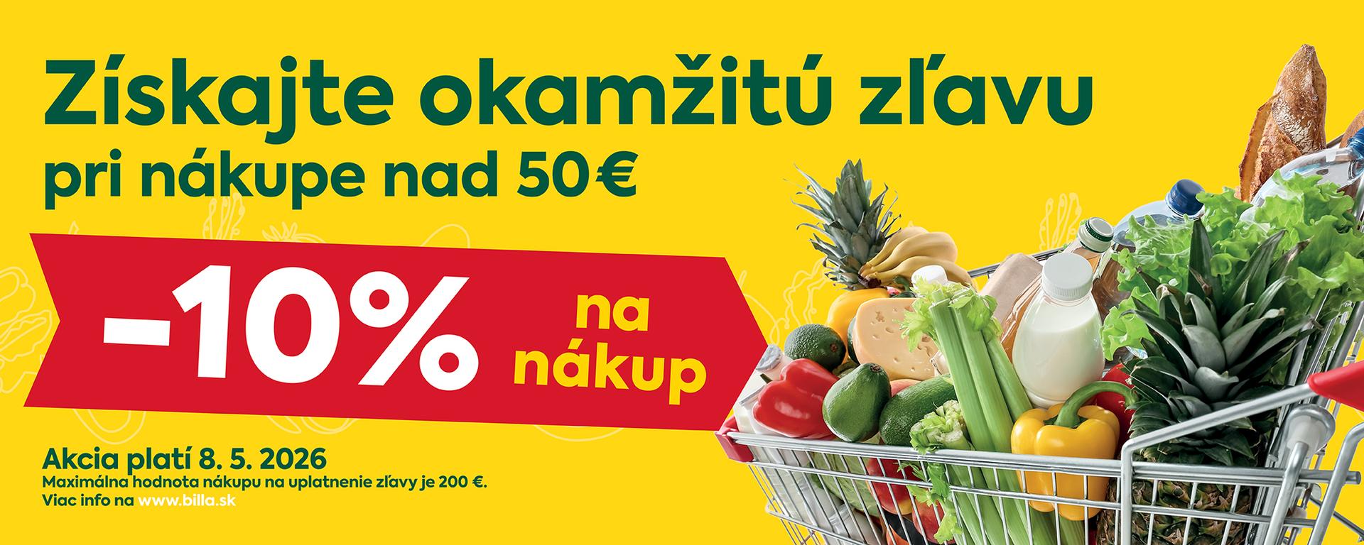 Získajte okamžitú zľavu 10% pri nákupe nad 50 €